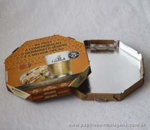 Caixa de pizza com fundo de alumínio