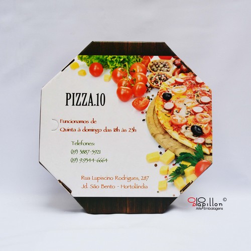 Impressão fotográfica em caixa de pizza